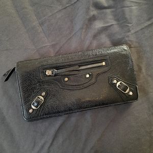 Balenciaga Classic Black Leather Long Wallet